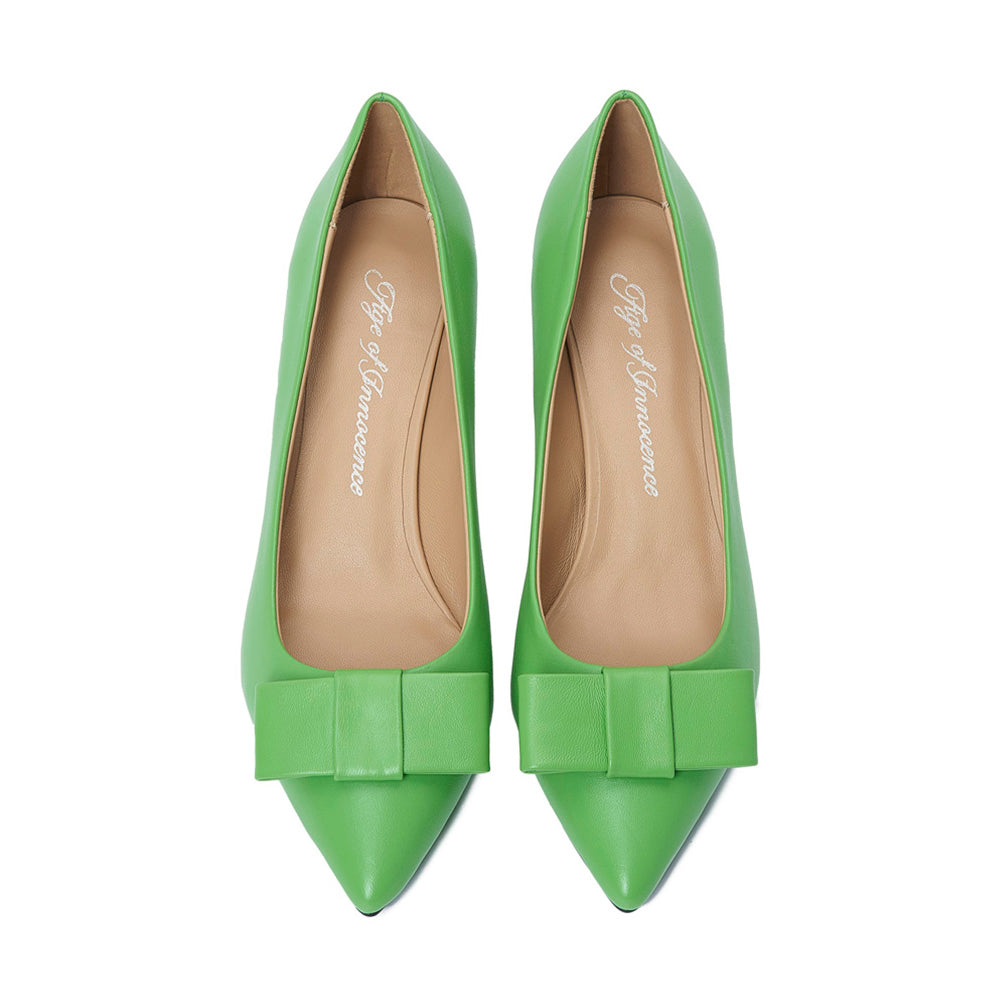 Jacqueline Leather Green Shoes Age of Innocence Women