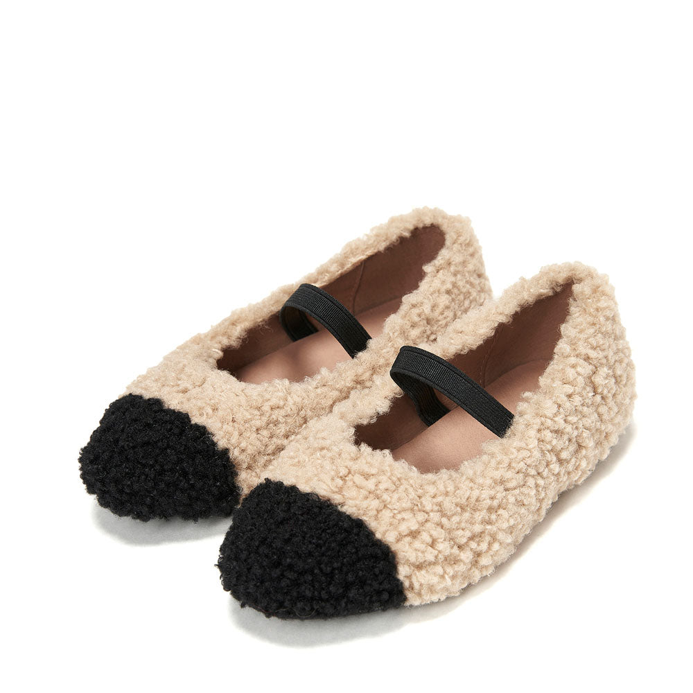 Celeste Beige/Black Ballerinas