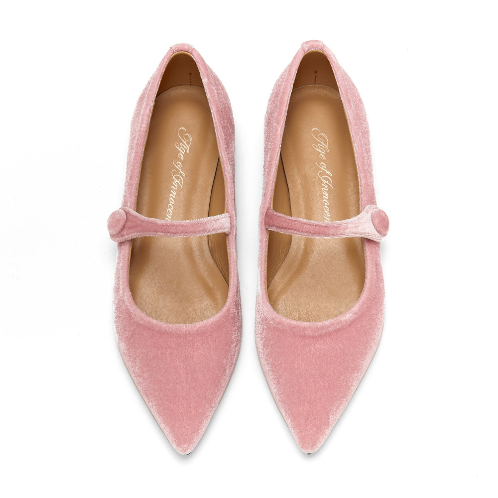 Thea Velvet Dark Pink Flats Shoes Age of Innocence Women