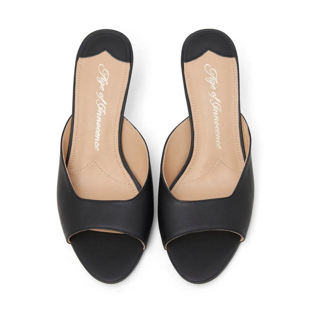 Felicity Leather Black Mules by Age of Innocence