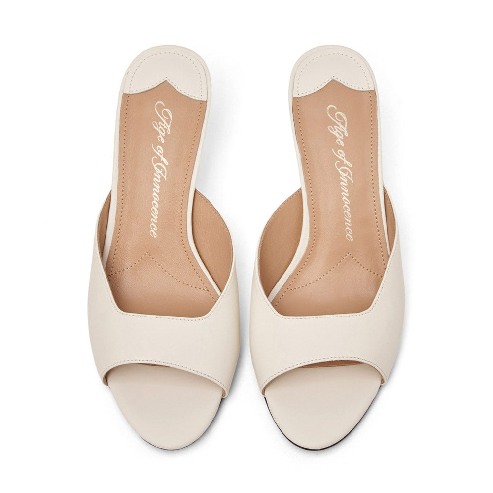 Felicity Leather White Mules by Age of Innocence