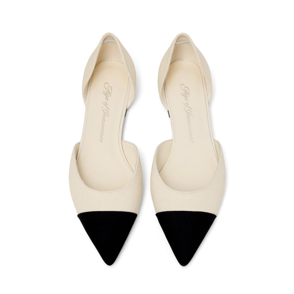 Sandra Canvas White/Black Flats Shoes Age of Innocence Women