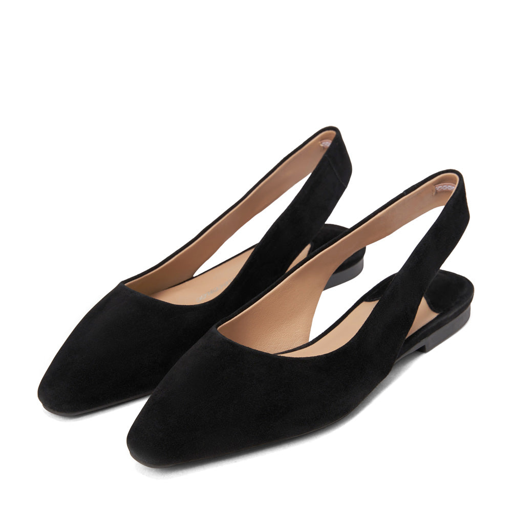 Remi Suede Black Flats Shoes Age of Innocence Women