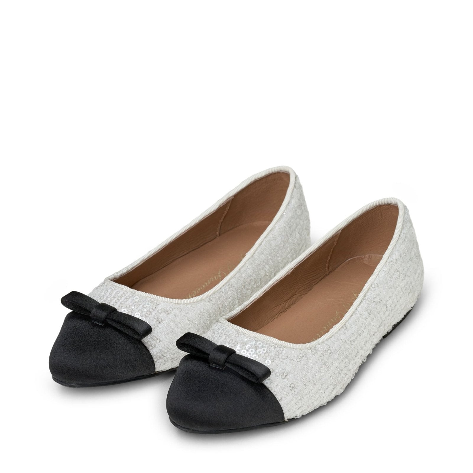 Angelina White/Black Flats Shoes Age of Innocence