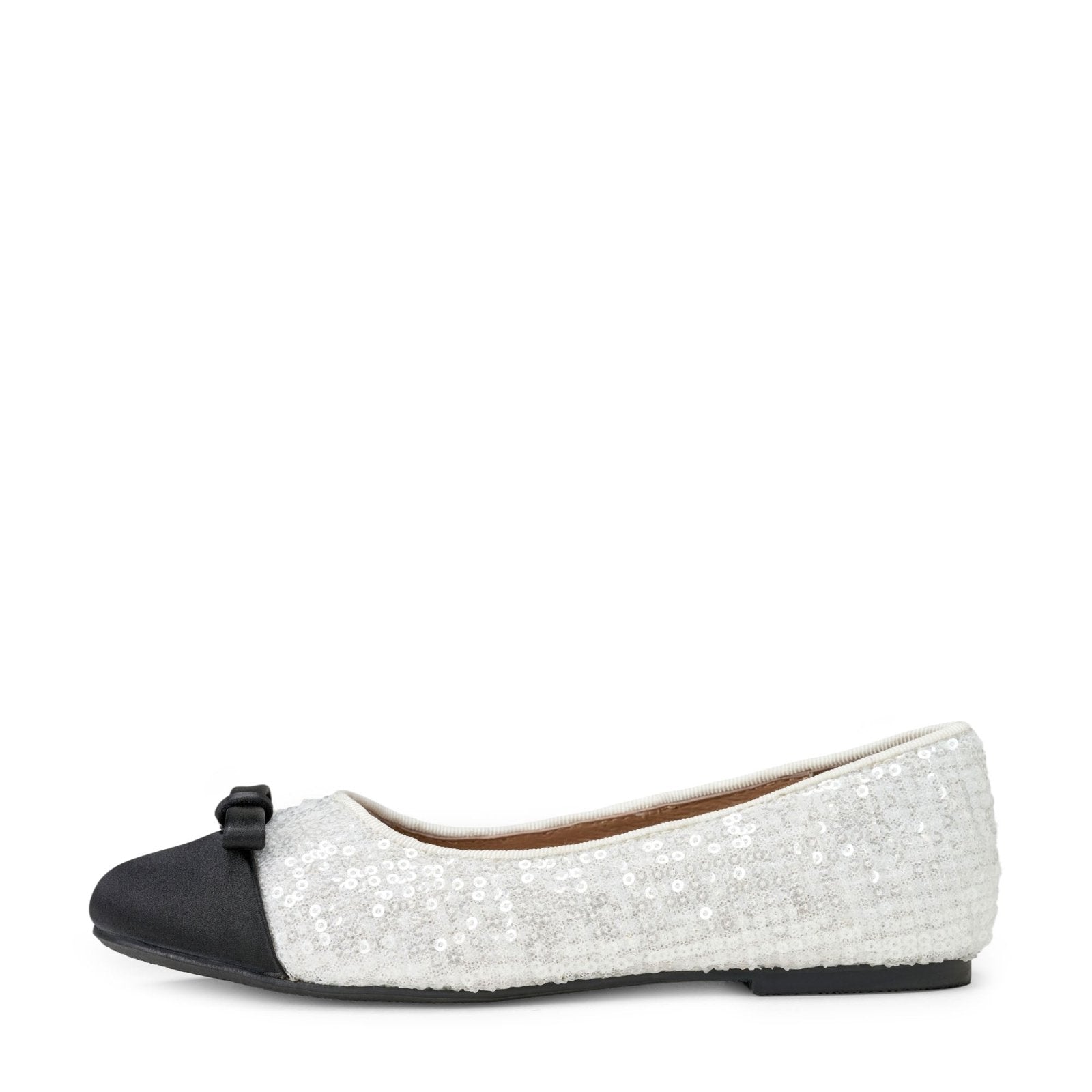 Angelina White/Black Flats Shoes Age of Innocence