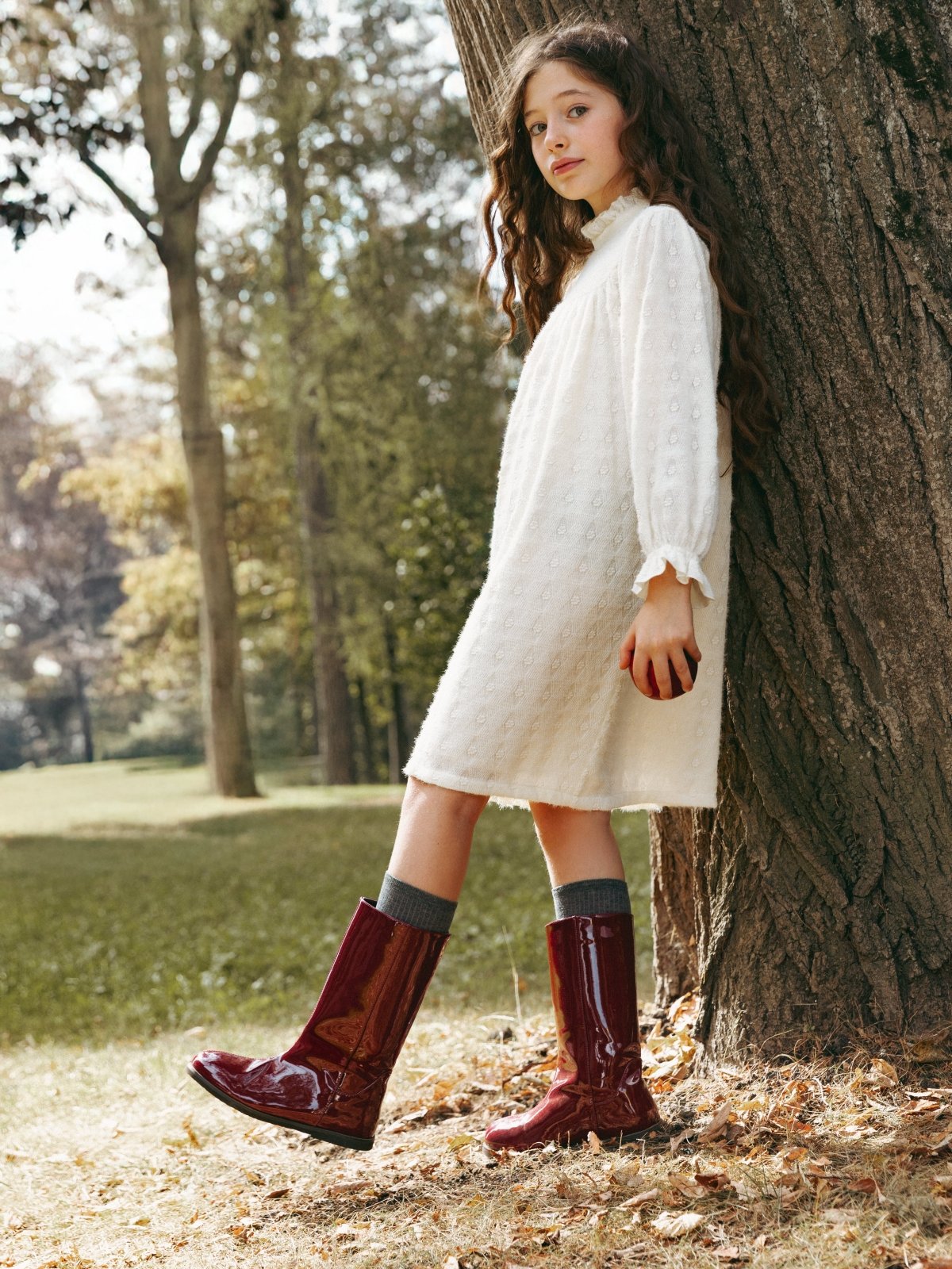 Ann PU Burgundy Boots Age of Innocence