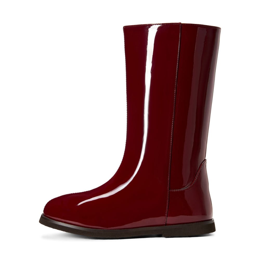 Ann PU Burgundy Boots Age of Innocence