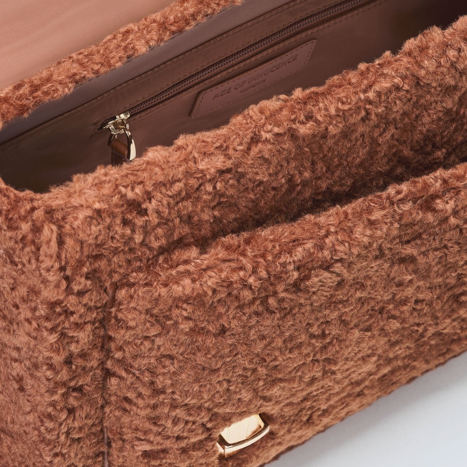 designer Boston Shearling Camel Schoolbag for girls by Age of Innocence