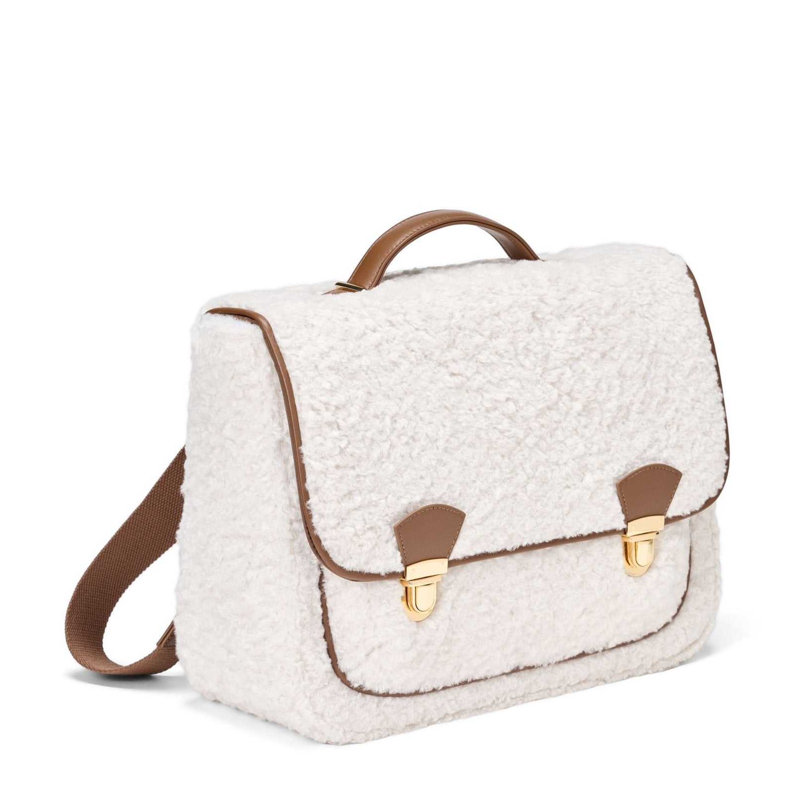 designer Boston Shearling White/Camel Schoolbag for girls by Age of Innocence