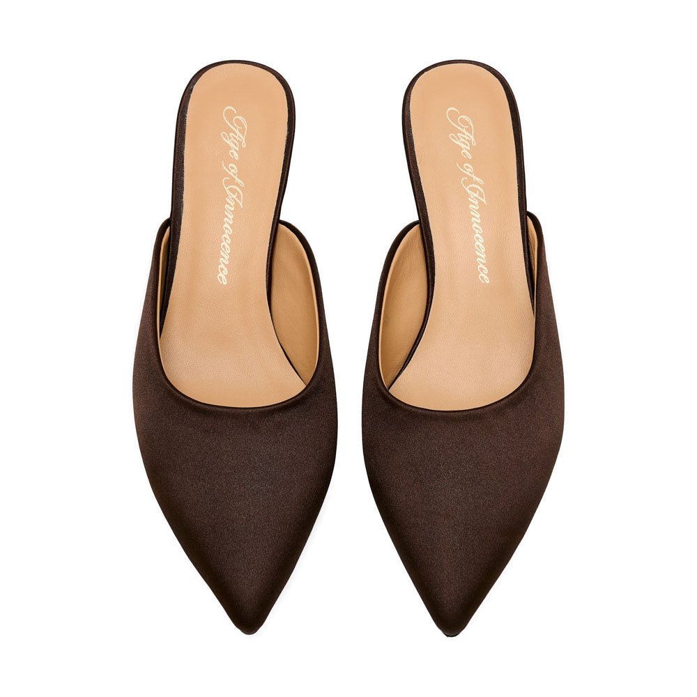 Brenda Satin Brown Mules Age of Innocence Women
