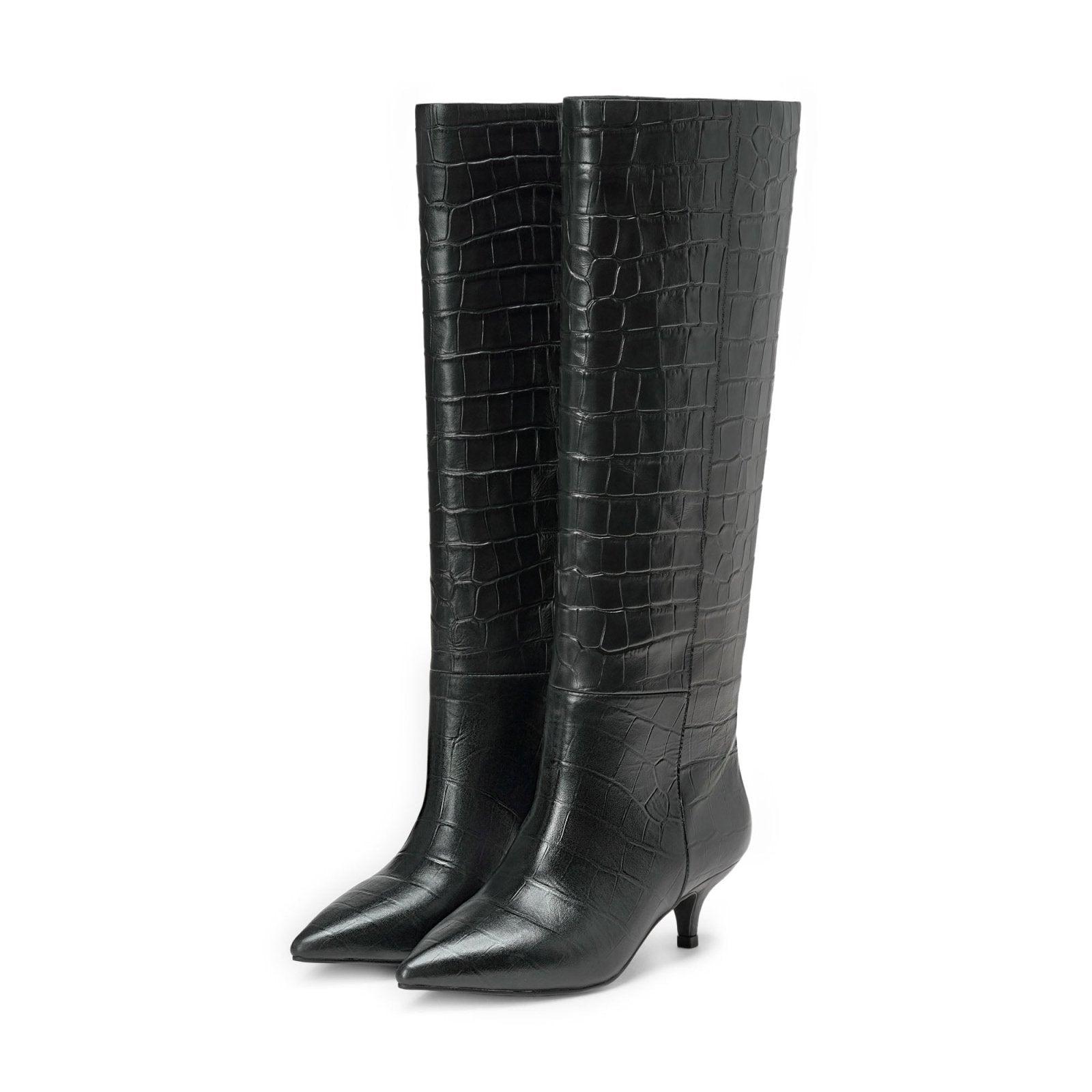 designer Brigitte Leather Black Boots for girls by Age of Innocence Women