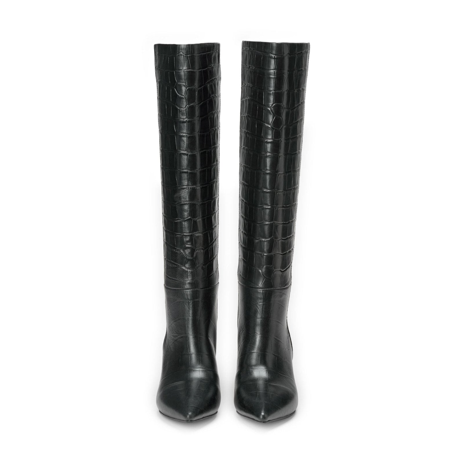 designer Brigitte Leather Black Boots for girls by Age of Innocence Women