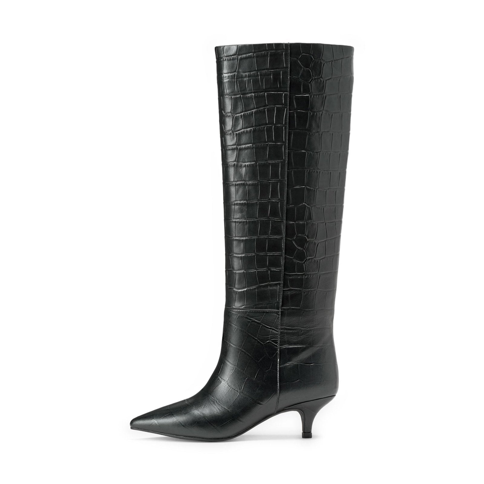 designer Brigitte Leather Black Boots for girls by Age of Innocence Women