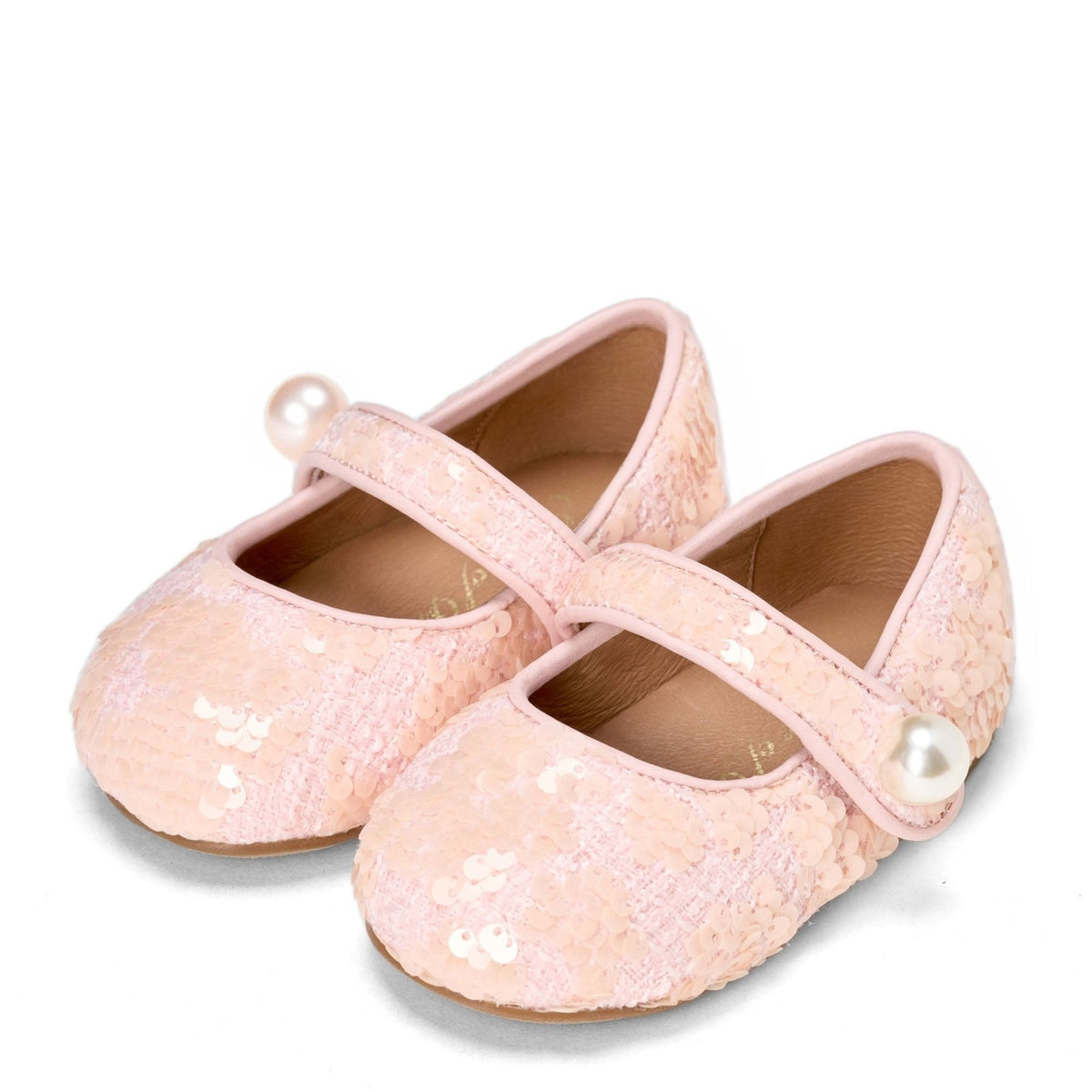 designer Celia Sequins Peach Shoes for girls by Age of Innocence
