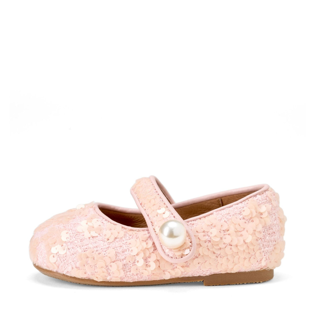 designer Celia Sequins Peach Shoes for girls by Age of Innocence