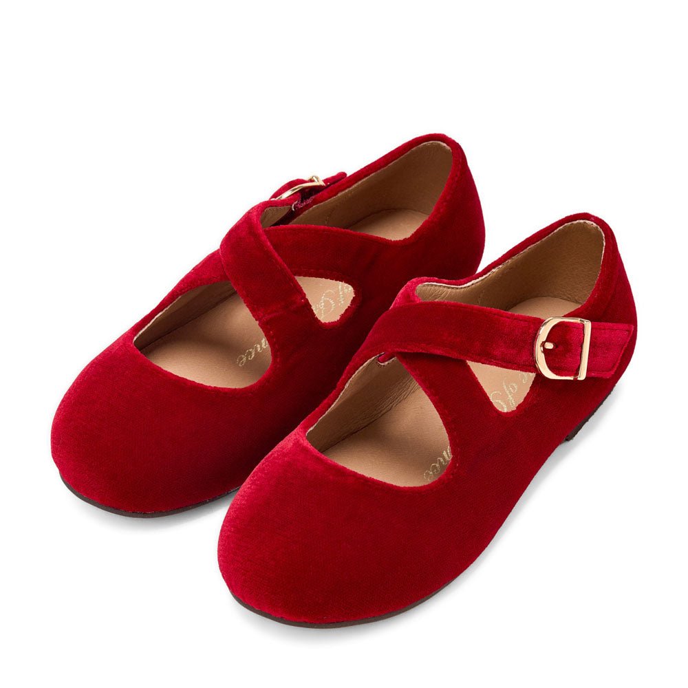 designer Demi Velvet Red Shoes for girls by Age of Innocence