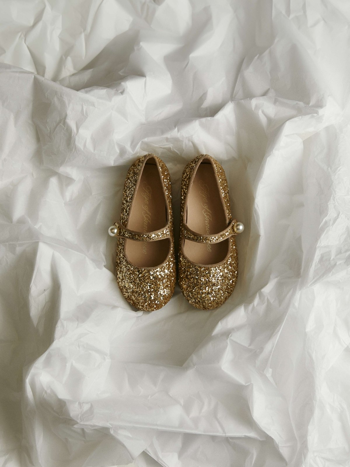 Elin Glitter Gold Shoes by Age of Innocence