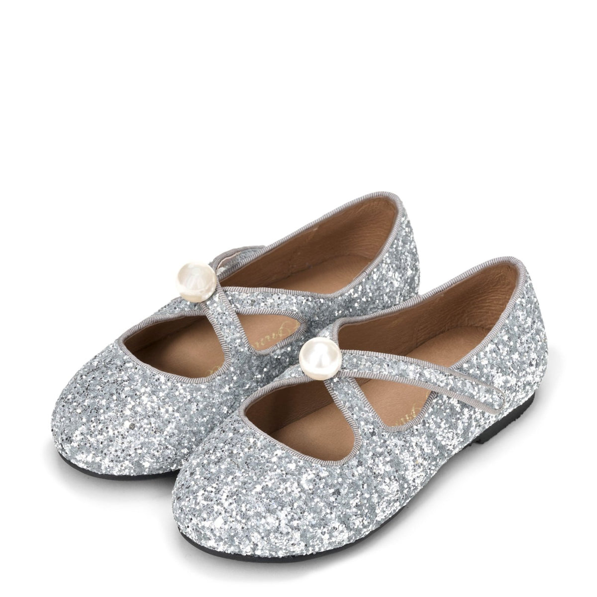 designer Kristen Glitter Silver Shoes for girls by Age of Innocence