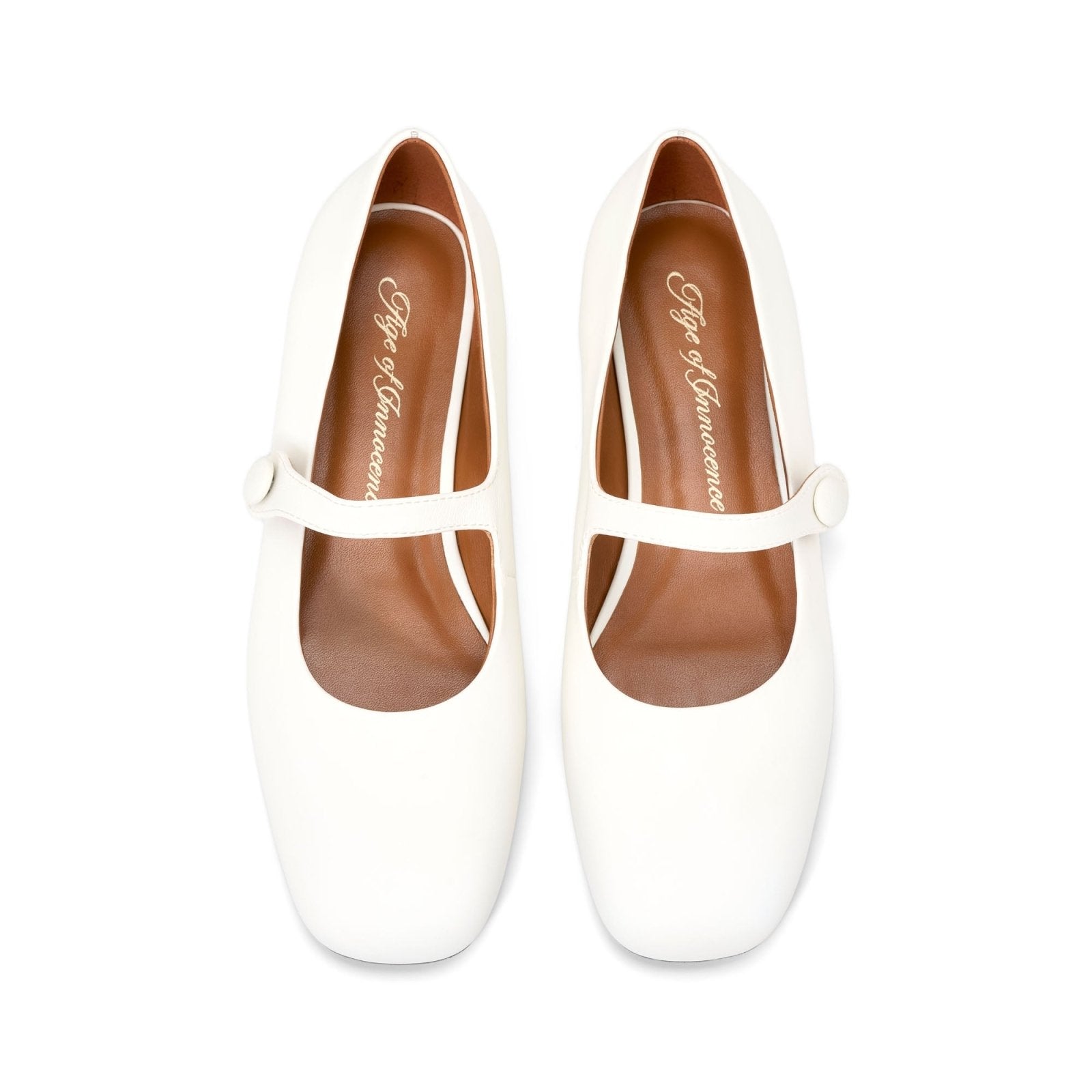 Lisette Leather White Flats Shoes Age of Innocence Women