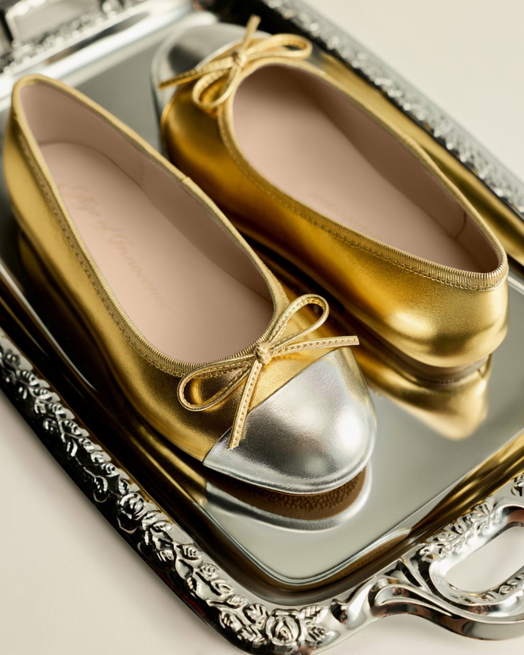 designer Meredith Gold/Silver Shoes for girls by Age of Innocence