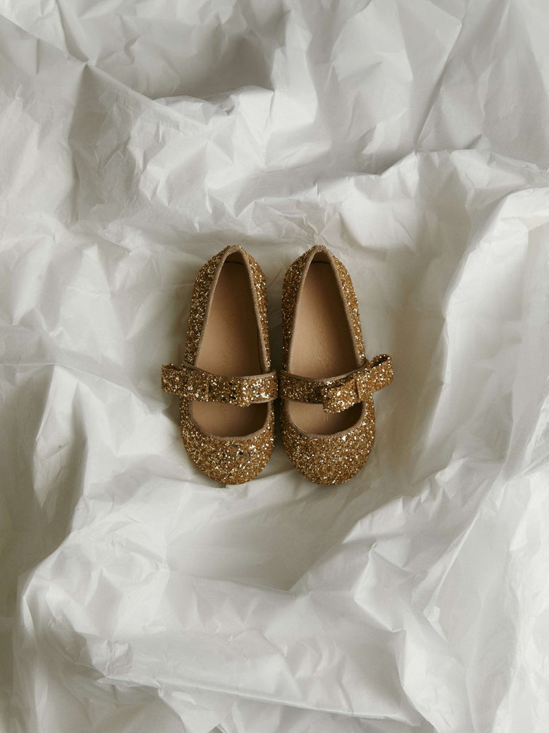 Mia Glitter Gold Shoes by Age of Innocence