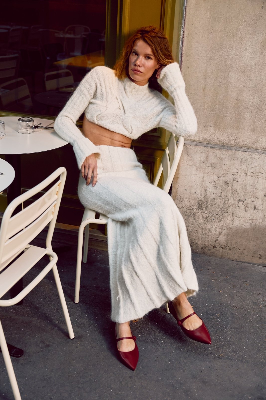 Thea Leather Burgundy Flats Shoes Age of Innocence Women