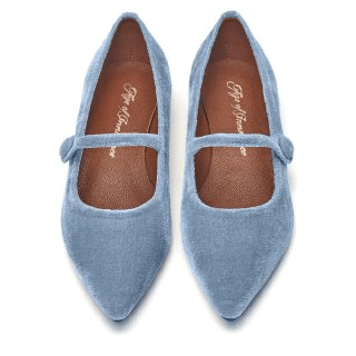 Thea Velvet Blue Flats Shoes Age of Innocence Women