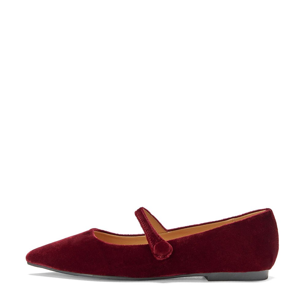 designer Thea Velvet Burgundy Flats for girls by Age of Innocence Women