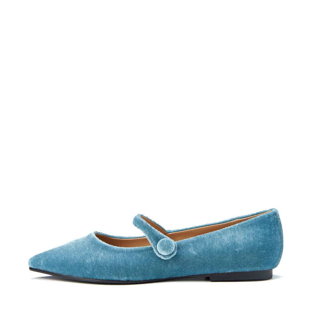 designer Thea Velvet Dark Blue Flats for girls by Age of Innocence Women