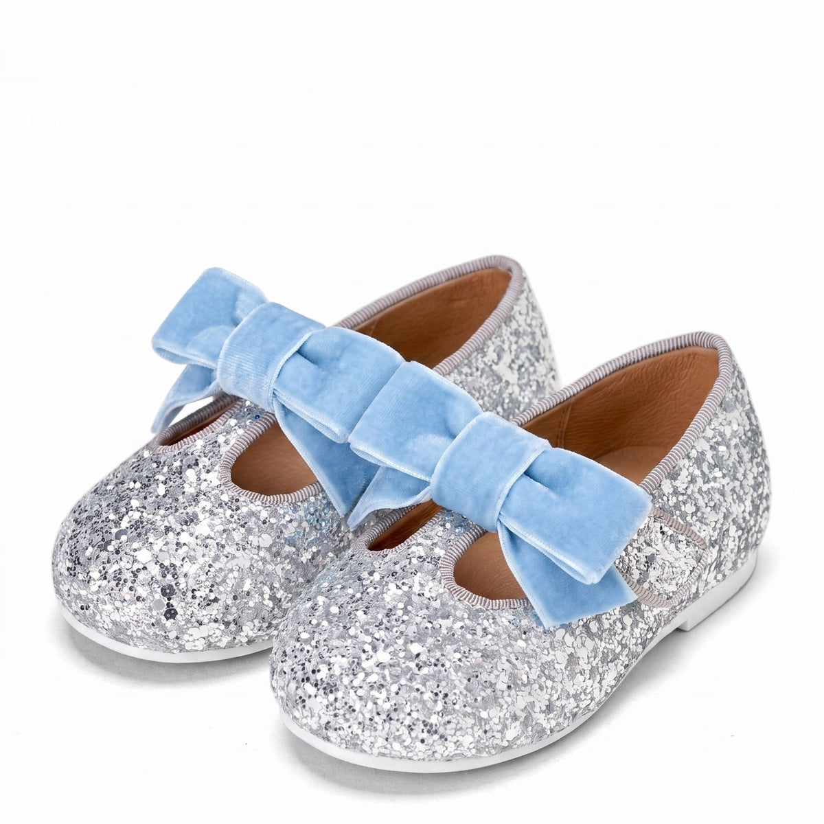 designer Yael Glitter Silver/Blue Shoes for girls by Age of Innocence