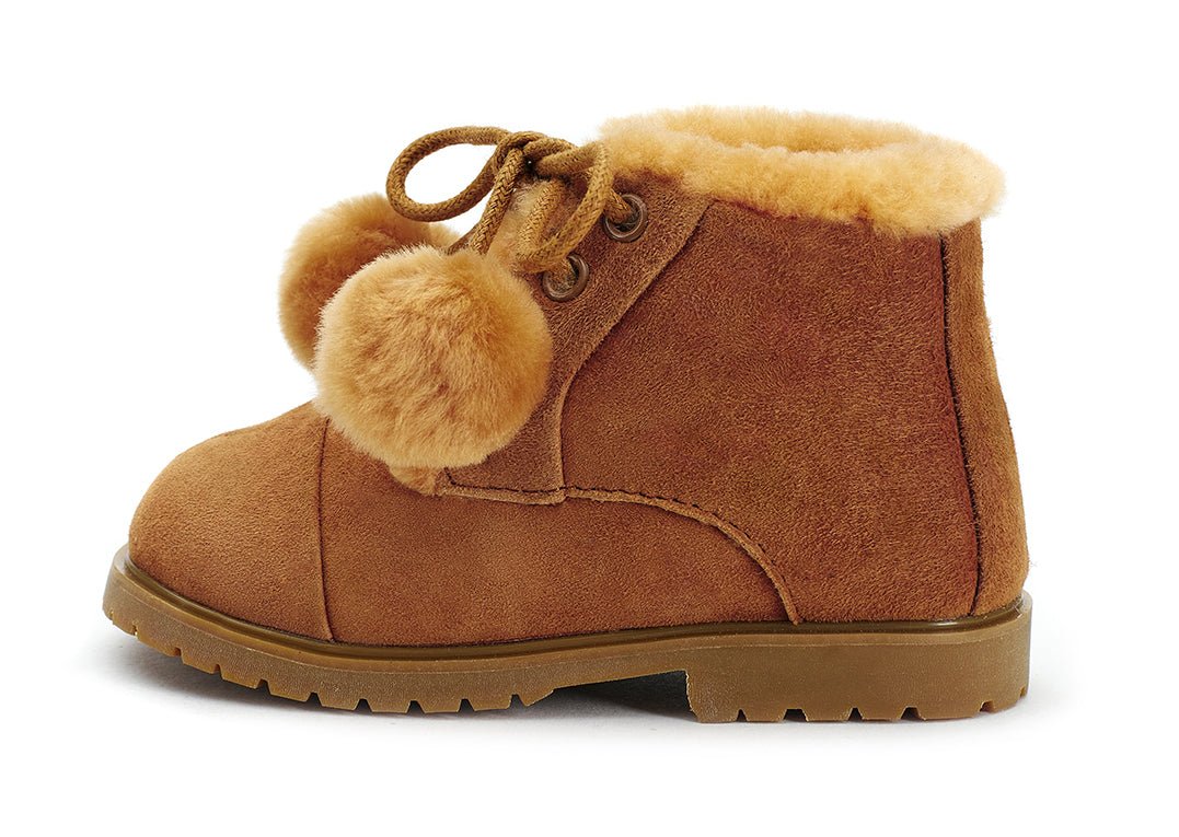 designer Zoey Pompon Camel Boots for girls by Age of Innocence