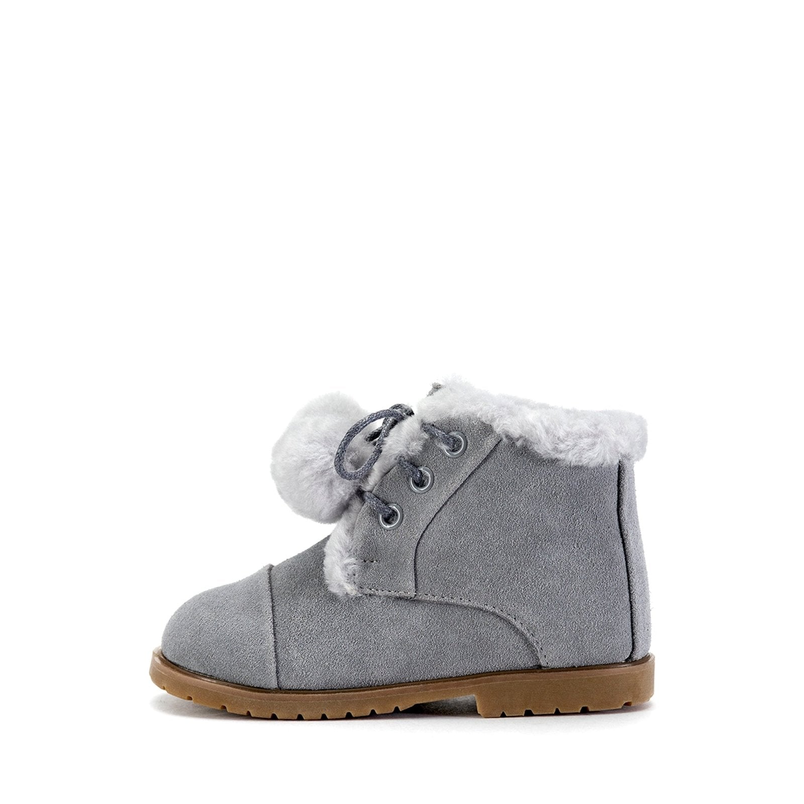 Zoey Pompon Grey Boots Boots Age of Innocence