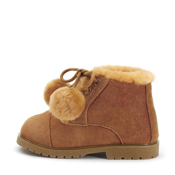 Zoey Pompon Brown Boots by Age of Innocence