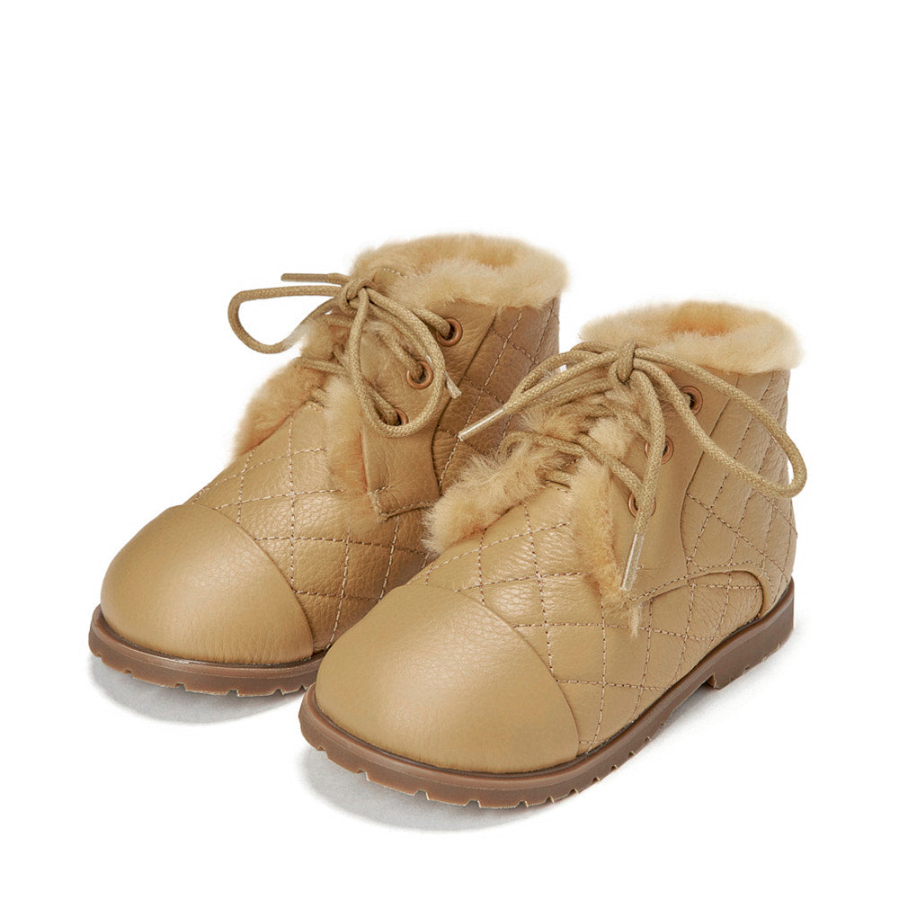 Zoey Quilted Beige Boots by Age of Innocence