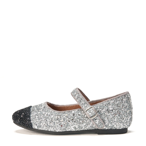 Bebe Glitter Silver/Black Shoes by Age of Innocence