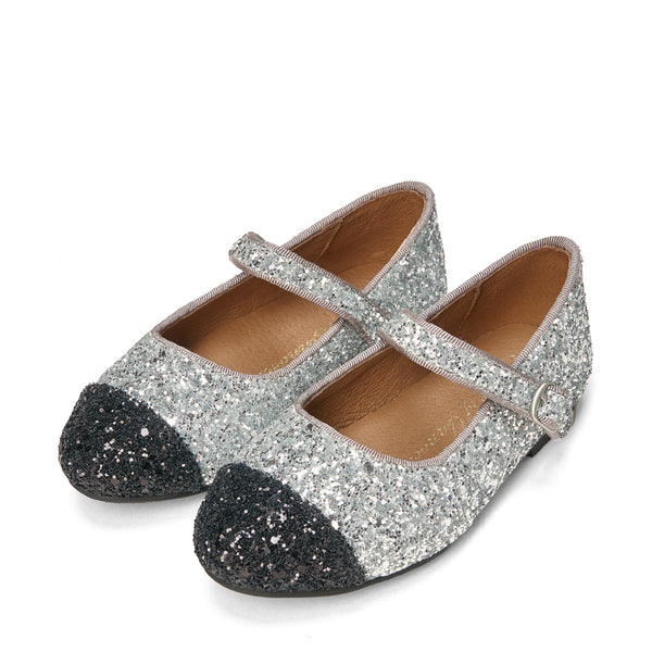 Bebe Glitter Silver/Black Shoes by Age of Innocence