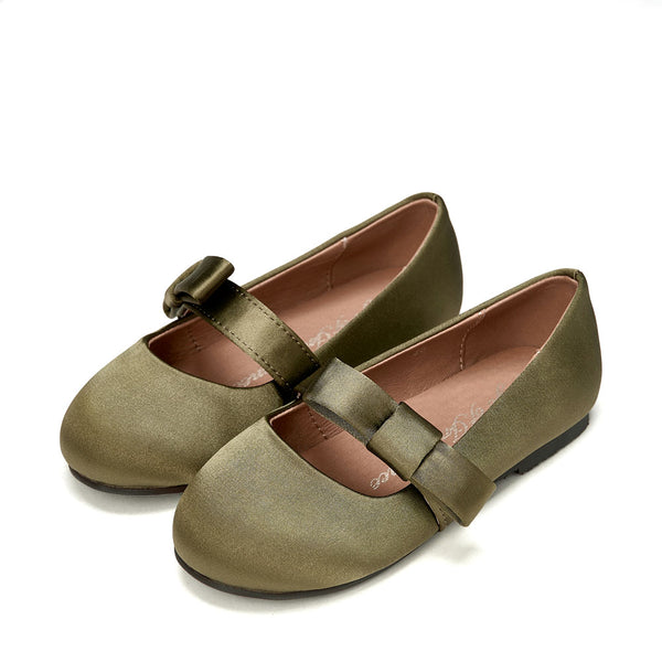 Mia Satin Khaki Shoes by Age of Innocence