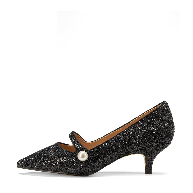 Yvonne Glitter Black Shoes by Age of Innocence