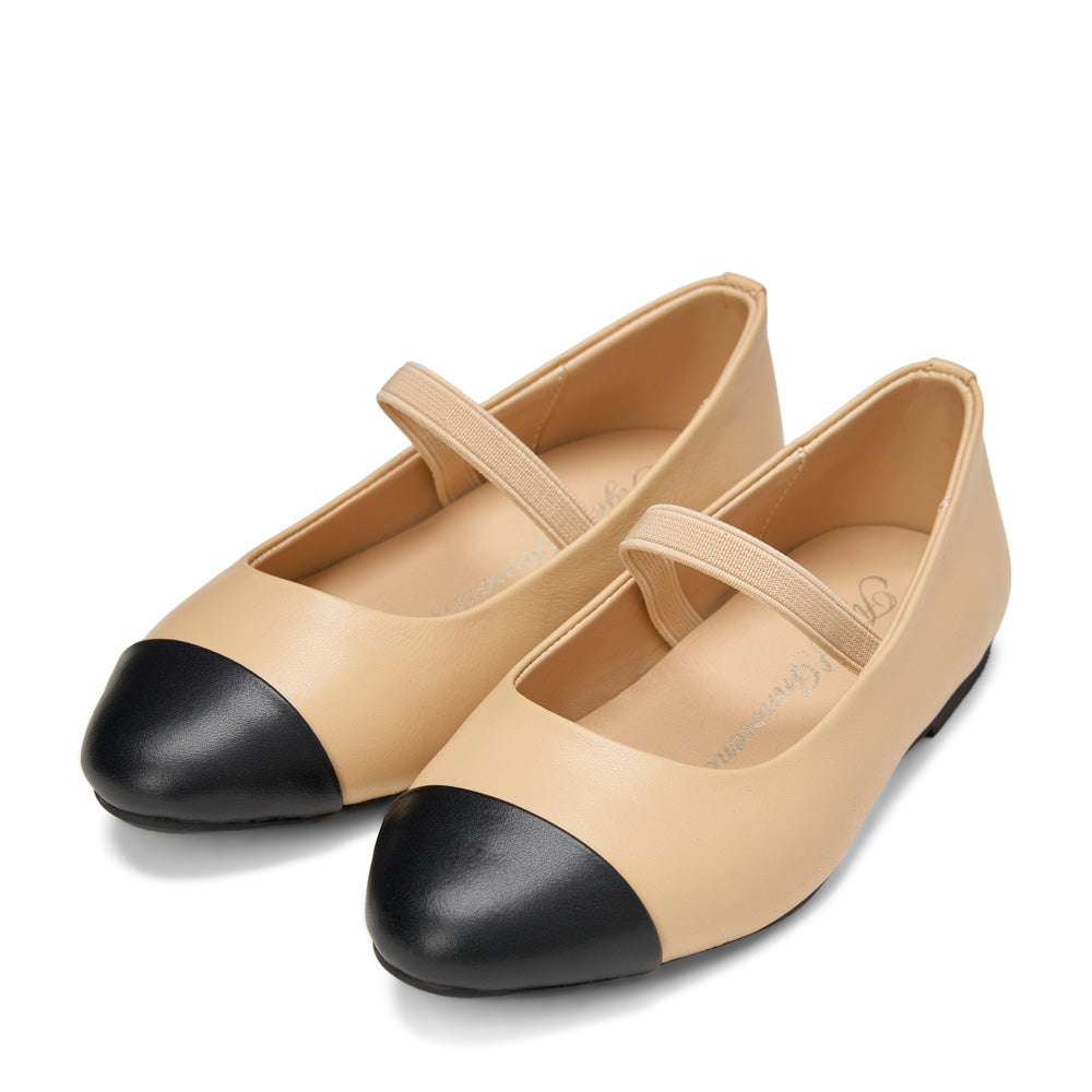 Bebe Leather 3.0 Beige/Black Shoes by Age of Innocence