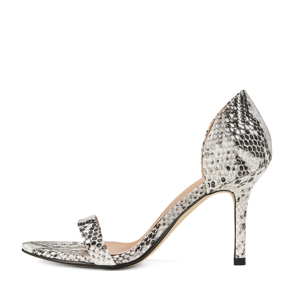 Mimi Snake Print White/Black Sandals by Age of Innocence