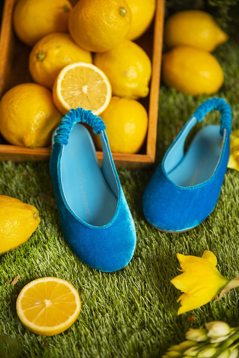 Matilda Velvet Azure Sandals by Age of Innocence