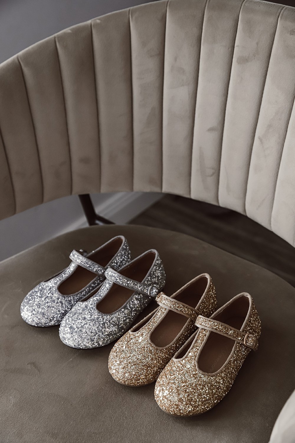 Abigail Glitter Gold Shoes by Age of Innocence