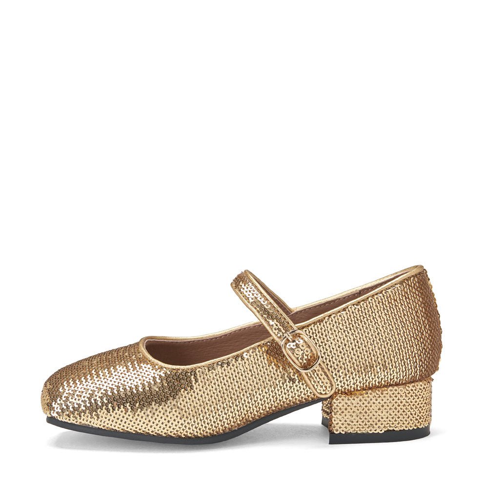 Agnese Sequins Gold Shoes Age of Innocence