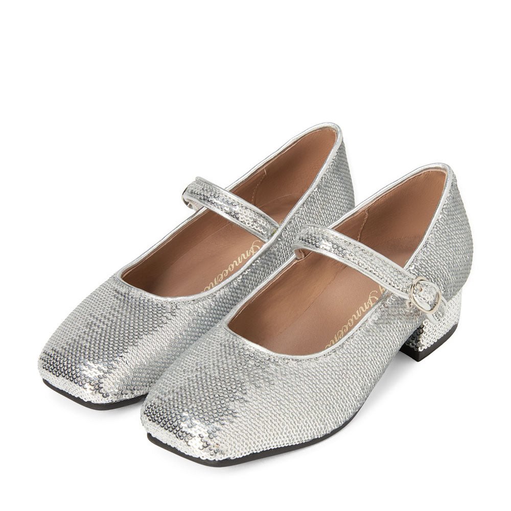 Agnese Sequins Silver Shoes Age of Innocence