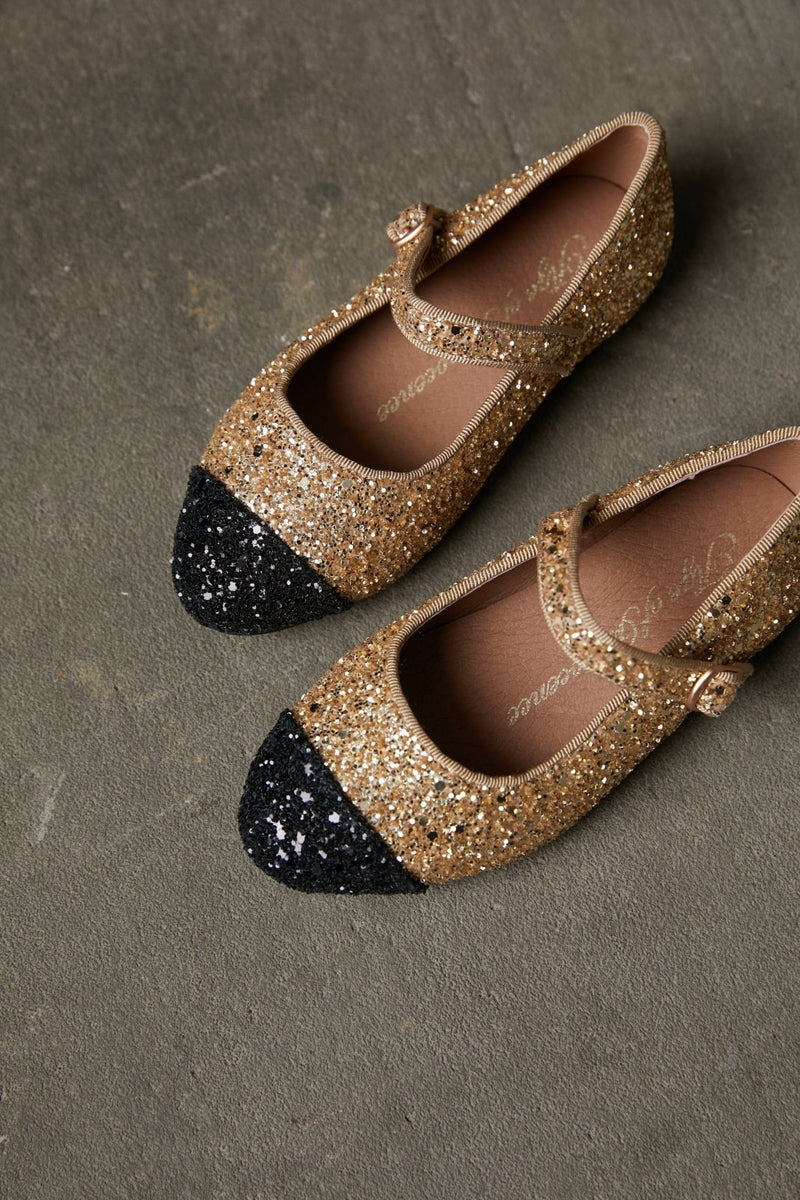 Bebe Glitter Gold/Black Shoes by Age of Innocence