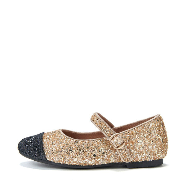 Bebe Glitter Gold/Black Shoes by Age of Innocence