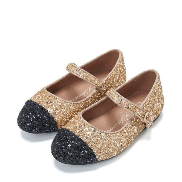 Bebe Glitter Gold/Black Shoes by Age of Innocence