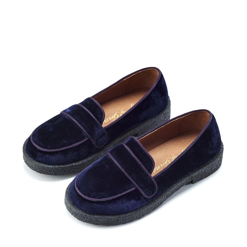 Bobby Velvet Navy Loafers by Age of Innocence