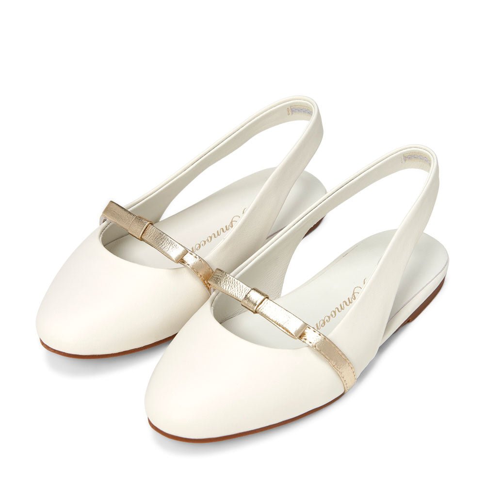 Carlota White/Gold Ballerinas by Age of Innocence