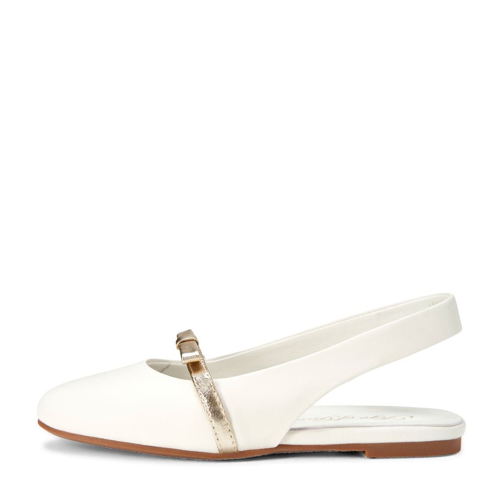 Carlota White/Gold Ballerinas Age of Innocence